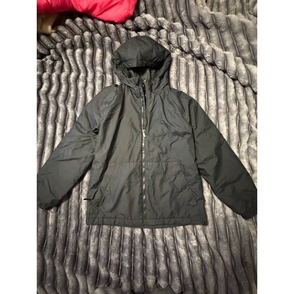 All In Motion Boys XL Black Windbreaker Jacket Water Wind Resistant Hooded Zip